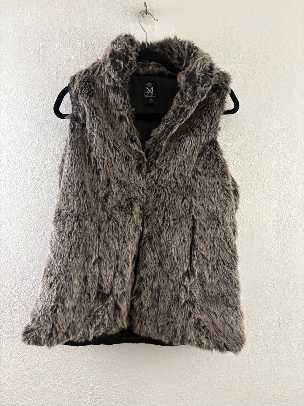 Miss Ashley brown and gray faux fur vest size M